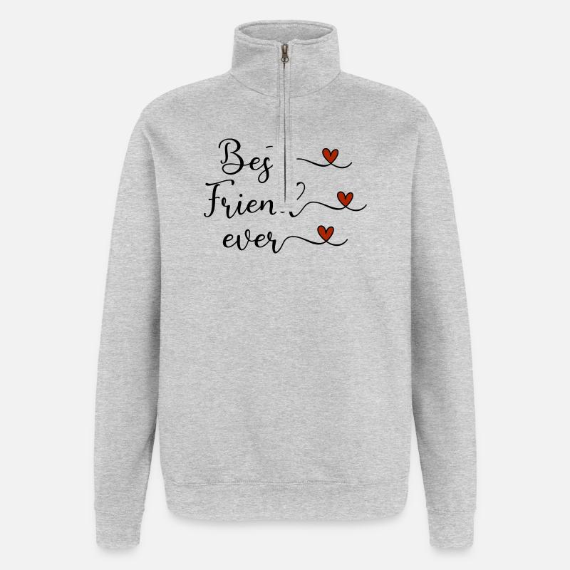 Bester Freund  - Quarter-Zip-Sweatshirt - Grau meliert