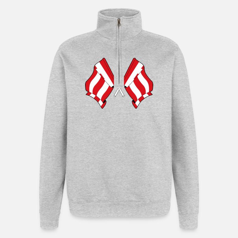 Drapeaux jumeaux d’Eindhoven - Sweat à zip 1/4 - gris chiné