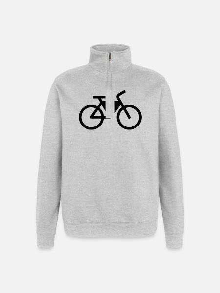 E-bike, E-Biker, Fahrradtour - Quarter-Zip-Sweatshirt - Grau meliert