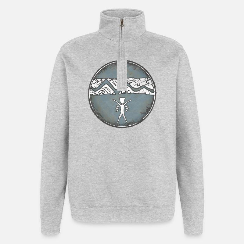 Maori Design - Sweat à zip 1/4 - gris chiné