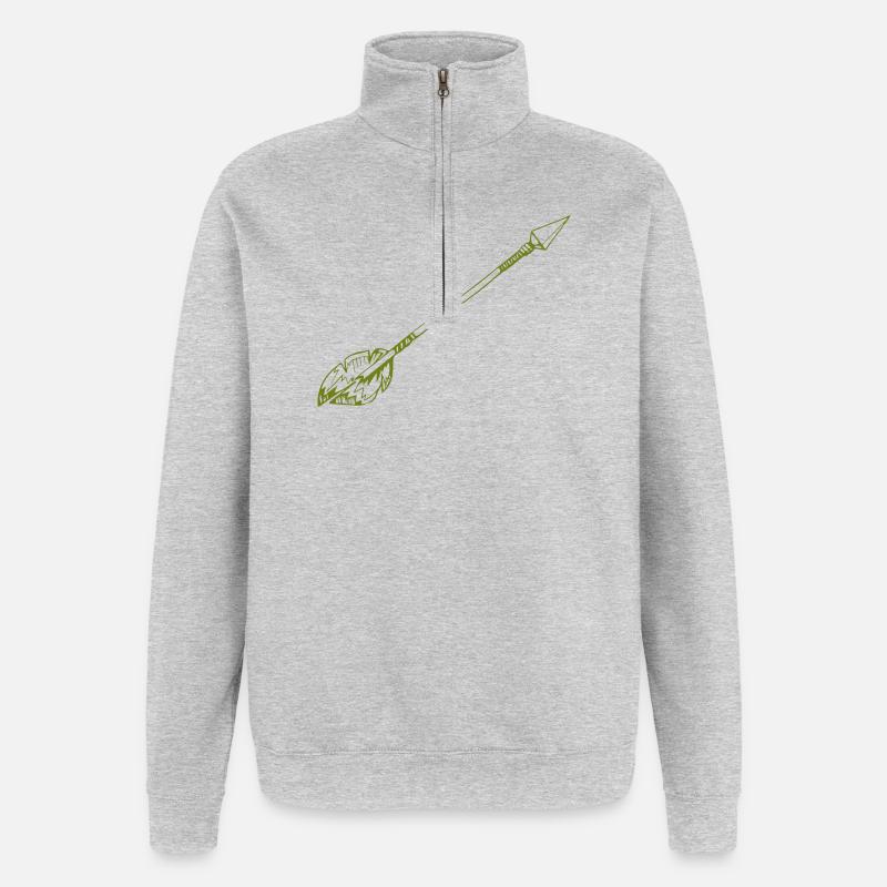 Flèche avec Plume - Sweat à zip 1/4 - gris chiné