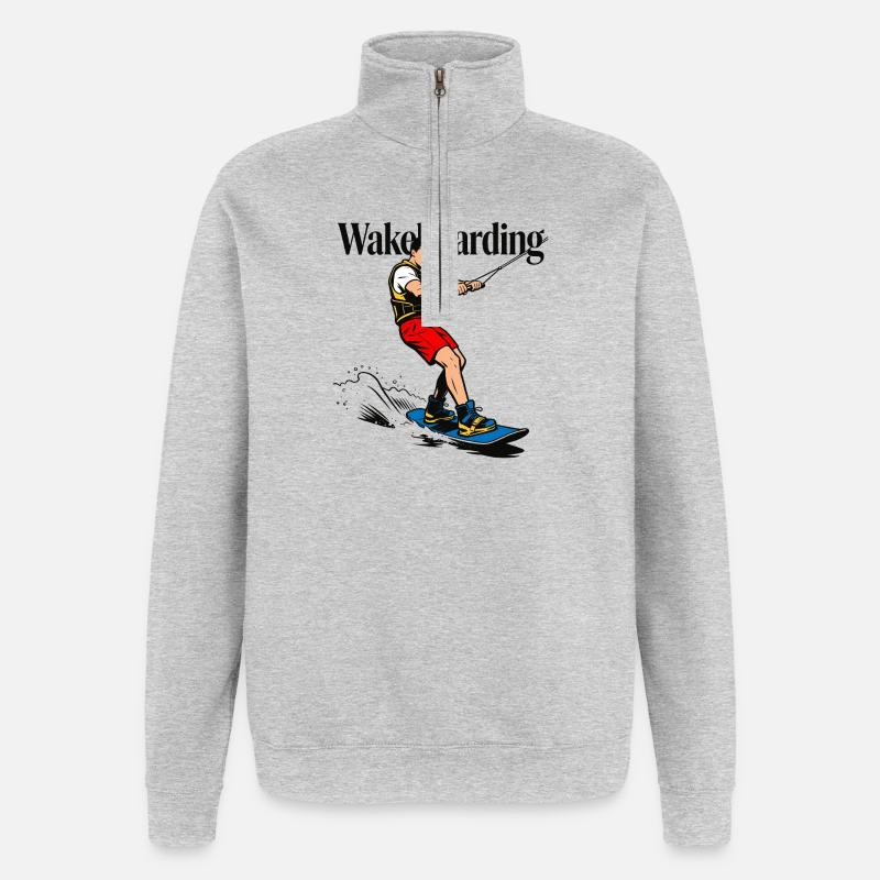 Wakeboarding-Wakeboarder - Quarter-Zip-Sweatshirt - Grau meliert