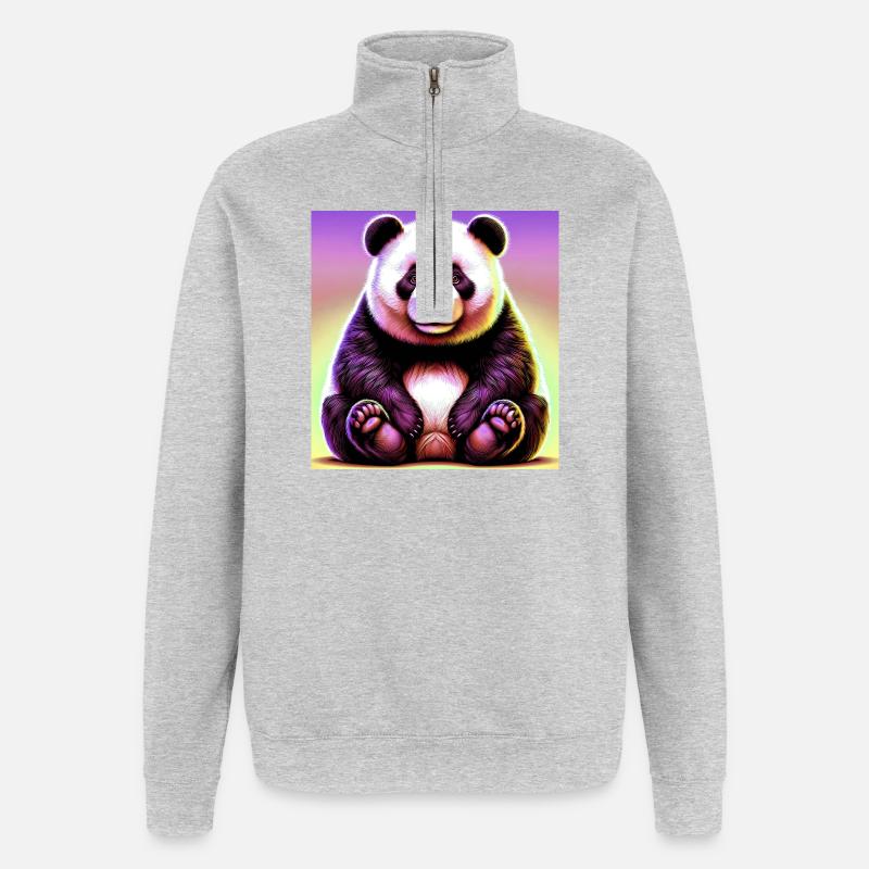 Panda - Quarter-Zip-Sweatshirt - Grau meliert