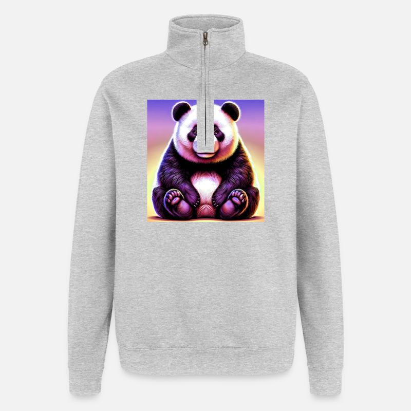 Panda - Quarter-Zip-Sweatshirt - Grau meliert