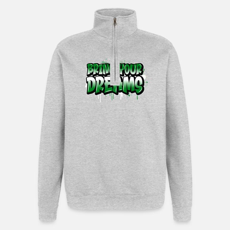 Bring Your Dreams Graffiti - Sweat à zip 1/4 - gris chiné