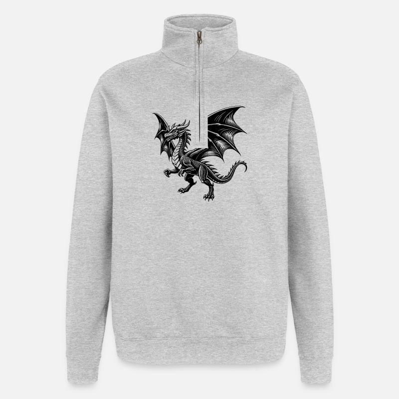 Flying dragon - Quarter-Zip Sweatshirt - heather grey