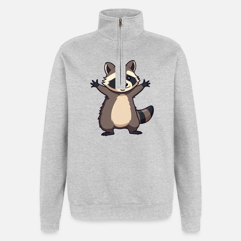 Raton laveur - Sweat à zip 1/4 - gris chiné