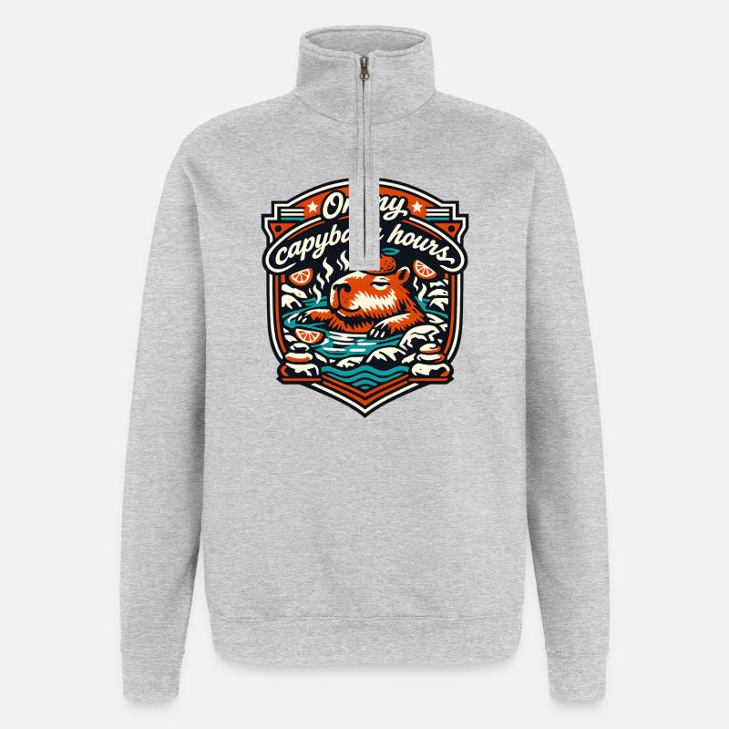Capybara Hours Relaxation Bath - Quarter-Zip Sweatshirt - heather grey