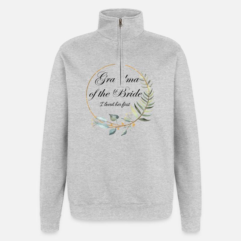 Großmutter der Braut Floral - Quarter-Zip-Sweatshirt - Grau meliert