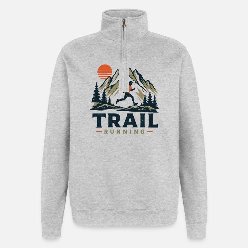Trail running - Sweat à zip 1/4 - gris chiné