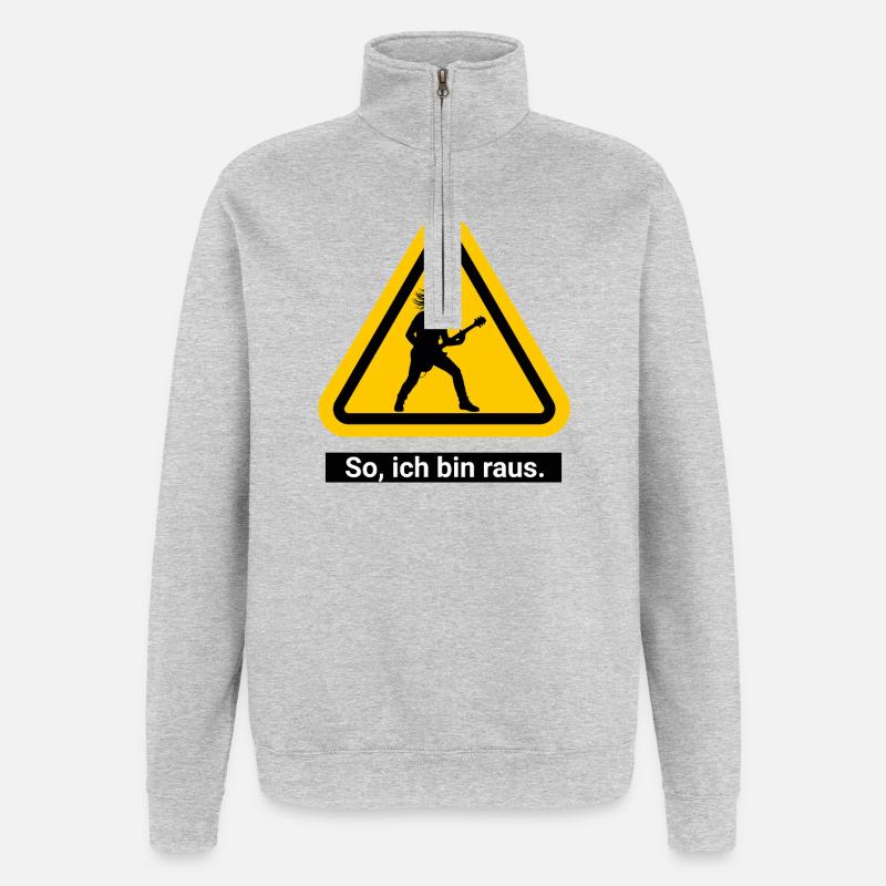 So, ich bin raus. Feierabend Warnschild - Quarter-Zip-Sweatshirt - Grau meliert