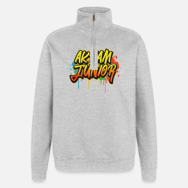Akram Junior Graffiti - Quarter-Zip Sweatshirt - heather grey