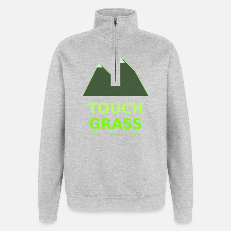 Neon Mountains Touch Grass - Quarter-Zip Sweatshirt - heather grey