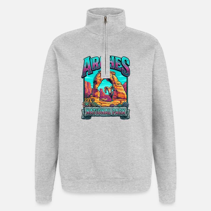 Arches Nationalpark Farbexplosion - Quarter-Zip-Sweatshirt - Grau meliert