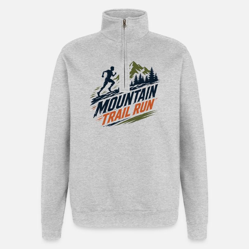 Mountain Trail Run - Quarter-Zip-Sweatshirt - Grau meliert