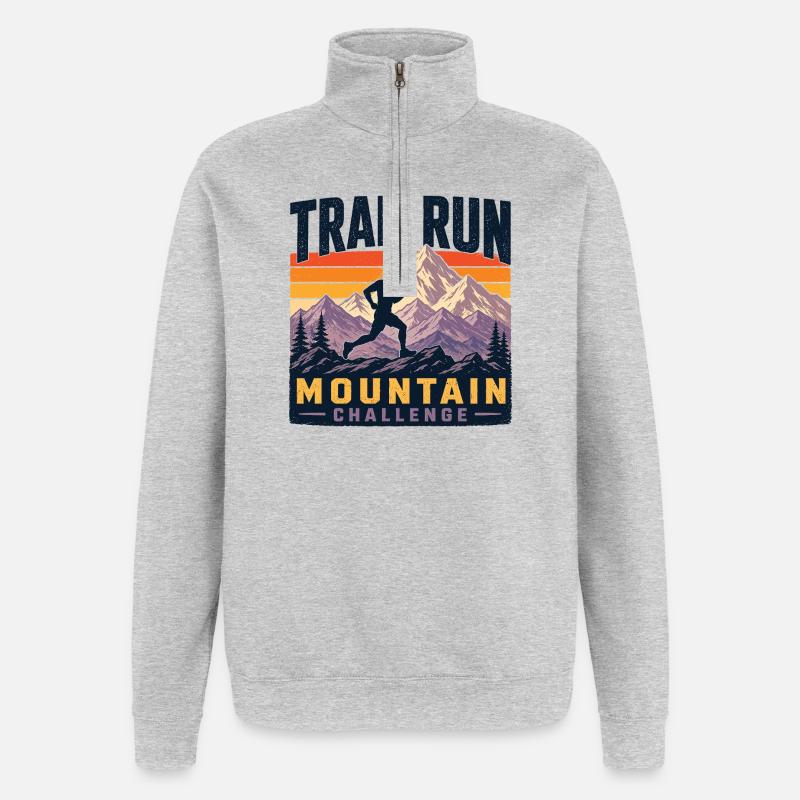 Trail Run - Mountain Challenge - Quarter-Zip Sweatshirt - heather grey