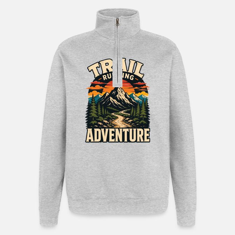Trailrunning-Abenteuer - Quarter-Zip-Sweatshirt - Grau meliert