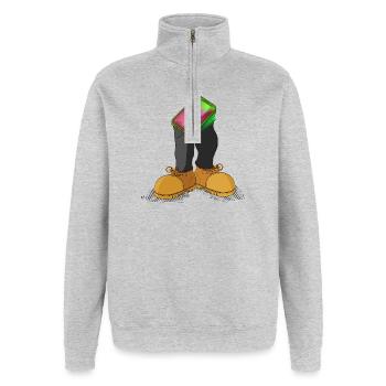 PROFIL GENOMMEN - Quarter-Zip-Sweatshirt - Grau meliert - Vorne - AI Model Female 172 light (172cm) & AI Model Male 178 dark (178cm)