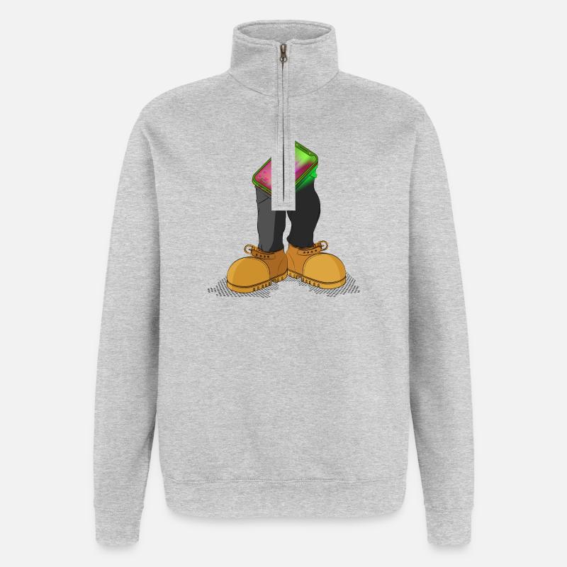 PROFIL GENOMMEN - Quarter-Zip-Sweatshirt - Grau meliert