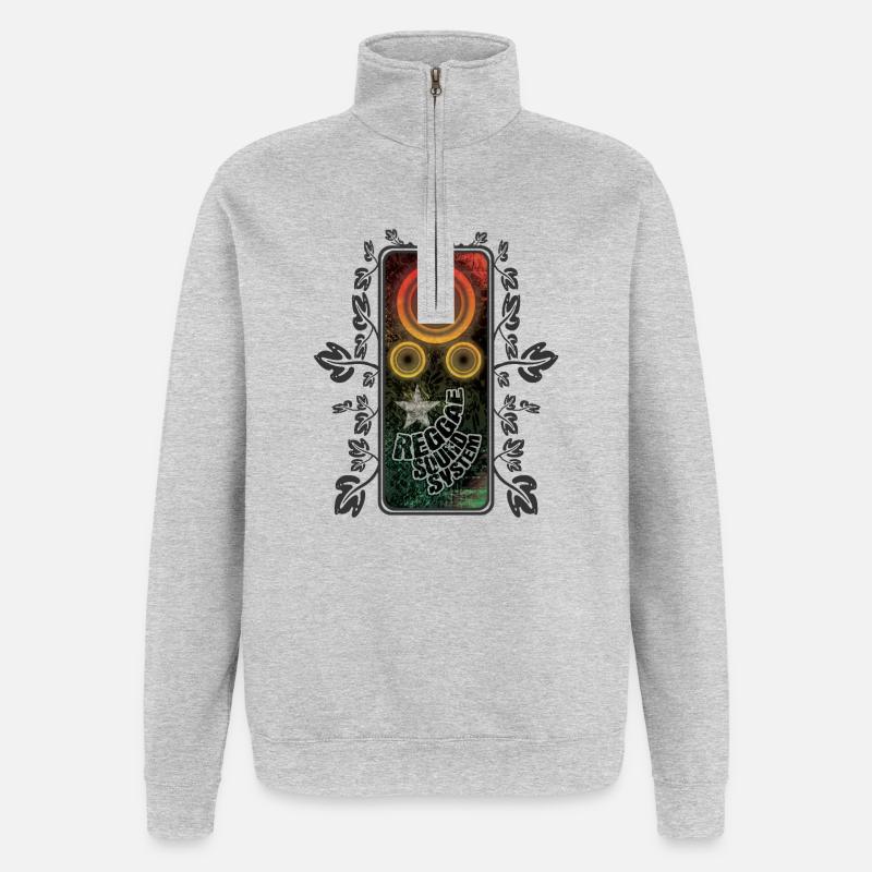 Brillance du système de son reggae - Sweat à zip 1/4 - gris chiné