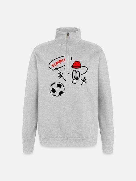 Cowboy Fußball - Quarter-Zip-Sweatshirt - Grau meliert