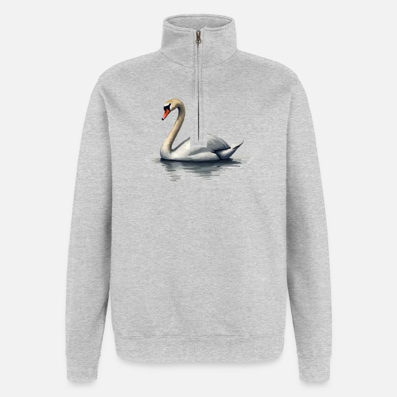 Schwan - Quarter-Zip-Sweatshirt - Grau meliert