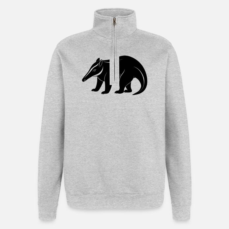 Fourmilier géant - Sweat à zip 1/4 - gris chiné