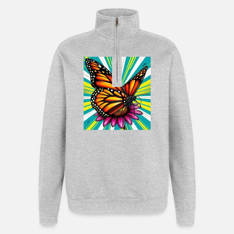 Schmetterling - Quarter-Zip-Sweatshirt - Grau meliert