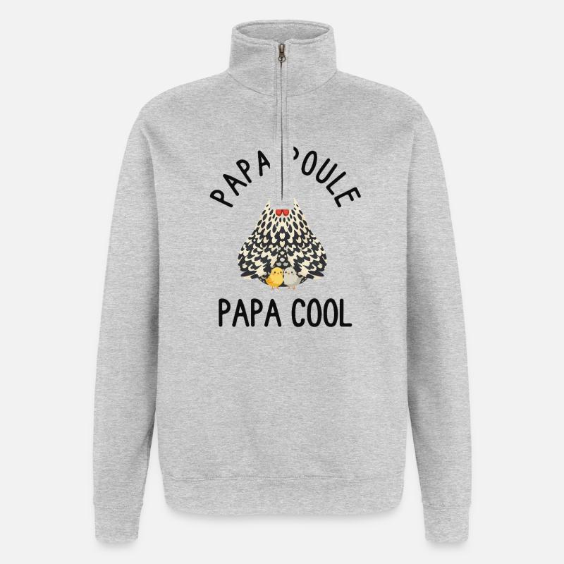 Daddy Hen Cool Daddy - Quarter-Zip-Sweatshirt - Grau meliert