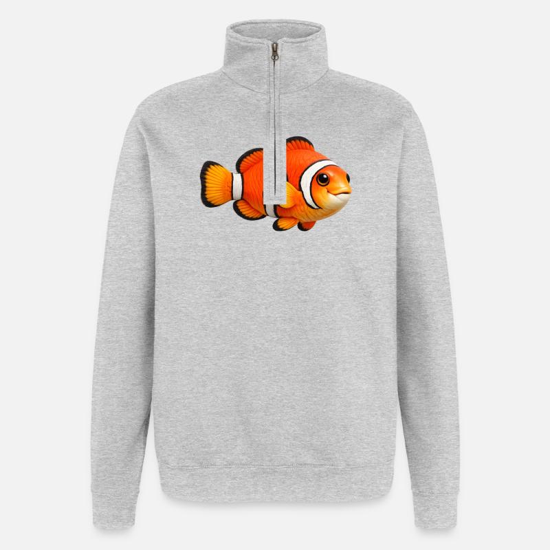 Clownfisch Meeresfisch Bunt - Quarter-Zip-Sweatshirt - Grau meliert