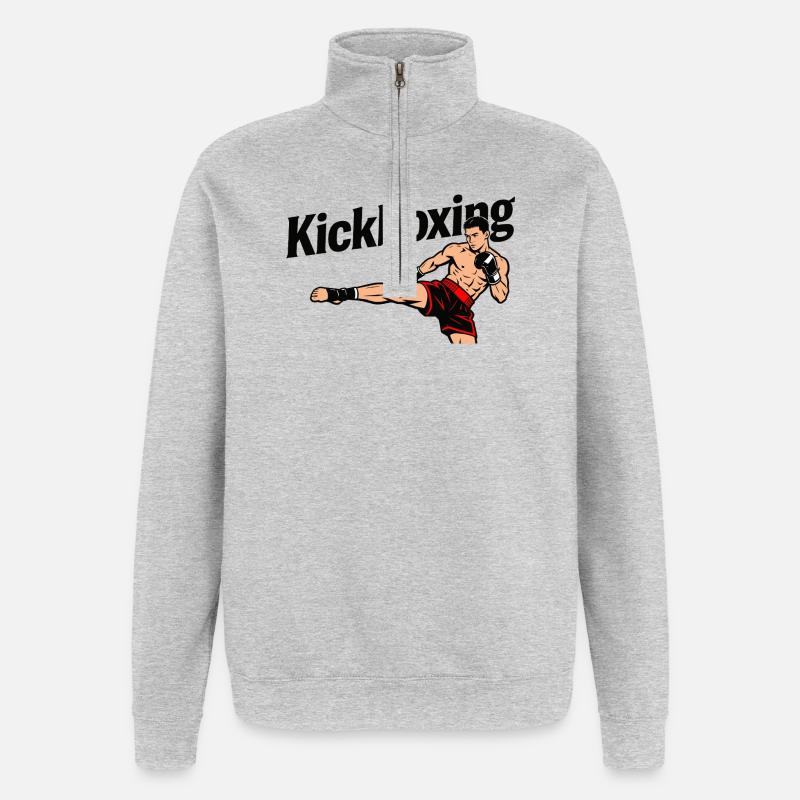 Kickboxen - Quarter-Zip-Sweatshirt - Grau meliert
