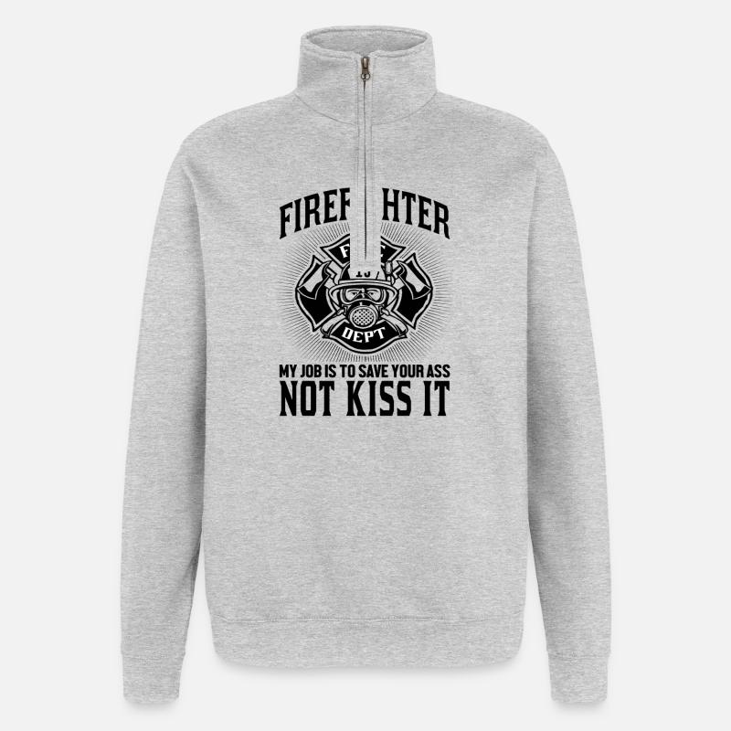 Fire_Fighter - Quarter-Zip-Sweatshirt - Grau meliert