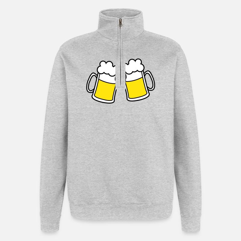 bier_2 - Quarter-Zip-Sweatshirt - Grau meliert