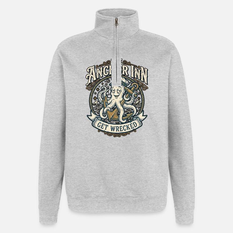 Pub côtier - Sweat à zip 1/4 - gris chiné