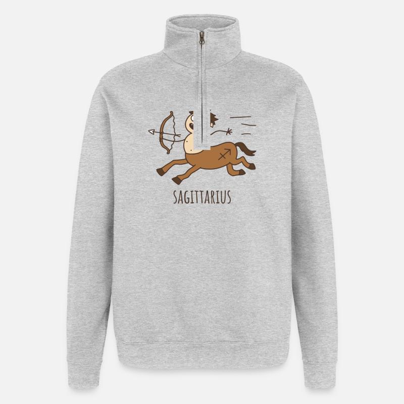Sagittarius Horoscope Doodle - Quarter-Zip Sweatshirt - heather grey