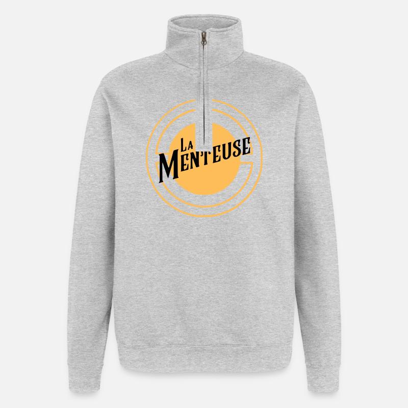 La Menteuse - Sweat à zip 1/4 - gris chiné