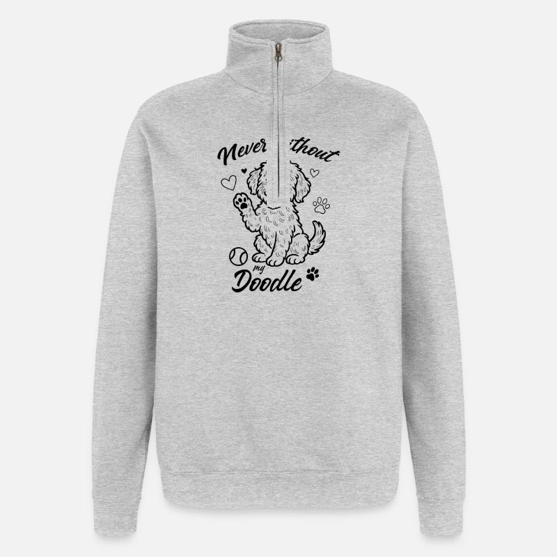 Never without my Doodle - Quarter-Zip-Sweatshirt - Grau meliert