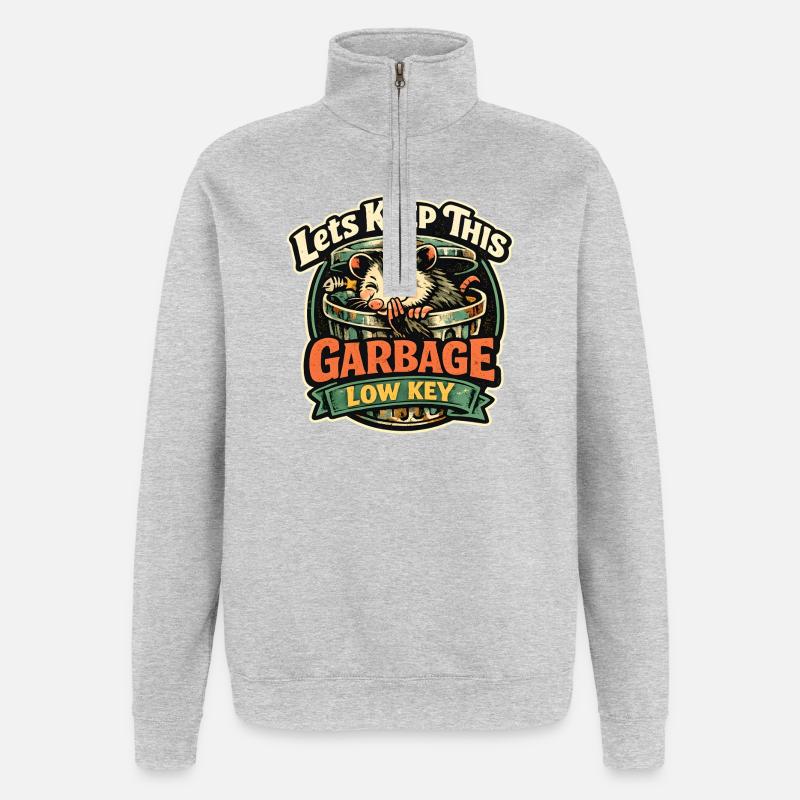Garbage Low Key Waschbär - Quarter-Zip-Sweatshirt - Grau meliert