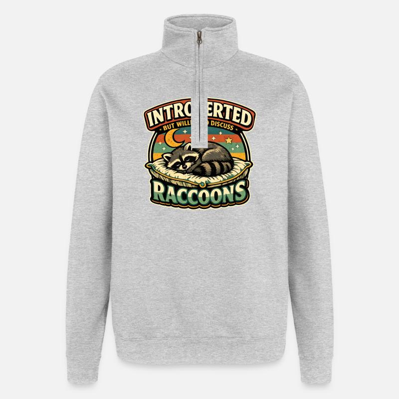 Introvertierter Waschbär Diskutierbar - Quarter-Zip-Sweatshirt - Grau meliert