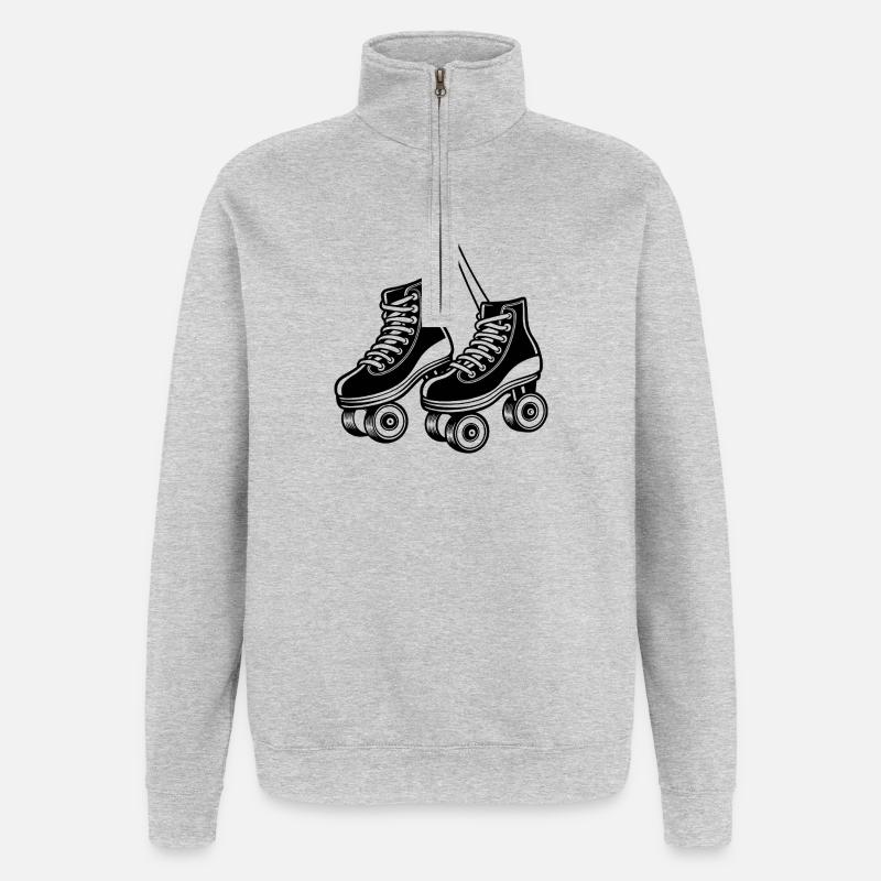 Hängende Rollschuhe - Quarter-Zip-Sweatshirt - Grau meliert