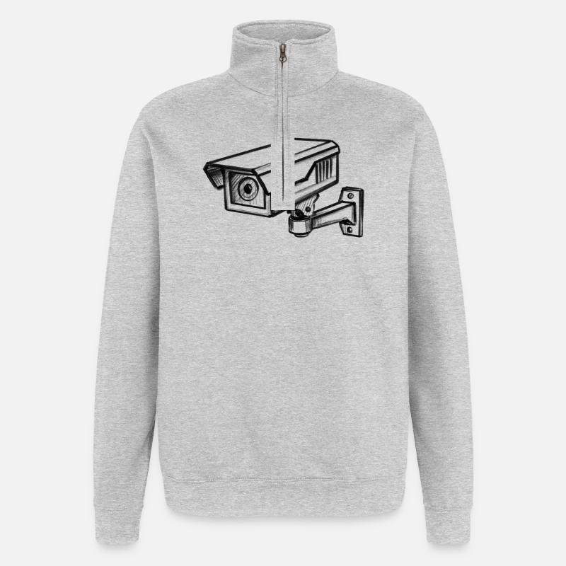 Security Camera Security - Illusionration - Quarter-Zip Sweatshirt - heather grey