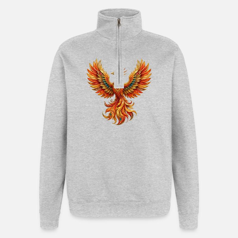 Goldphoenix Flame Flight - Quarter-Zip Sweatshirt - heather grey