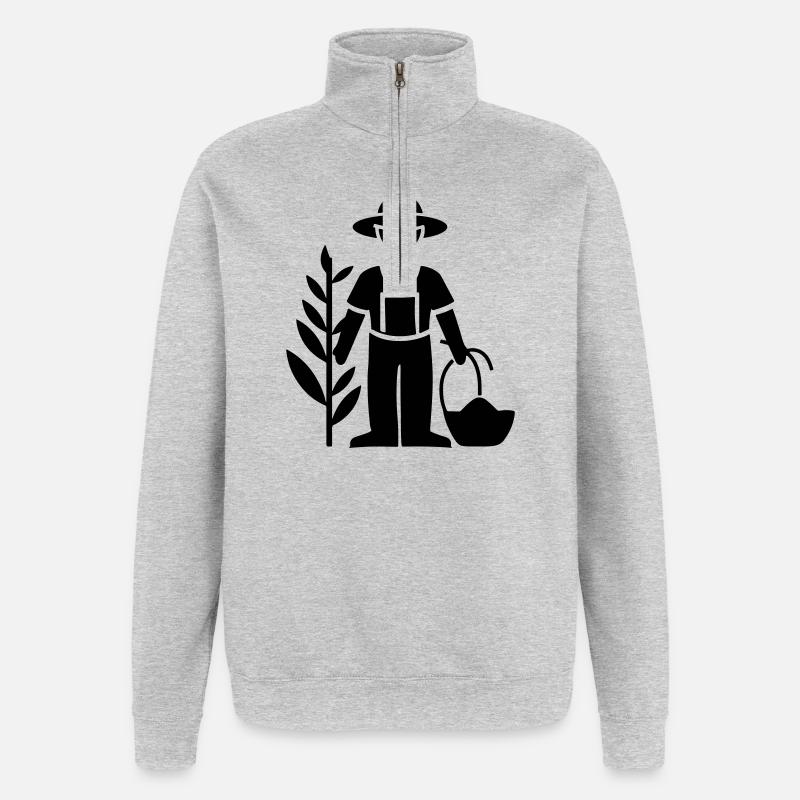 Fermier Bauer - Sweat à zip 1/4 - gris chiné