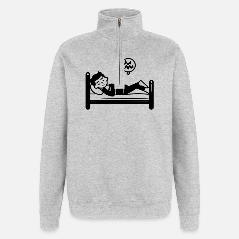 Sleeping Bed - Quarter-Zip Sweatshirt - heather grey