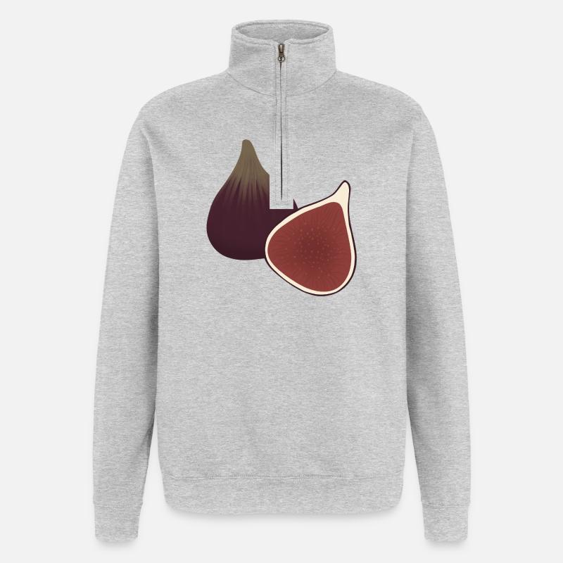 Fig Slice Botanical Print - Quarter-Zip Sweatshirt - heather grey