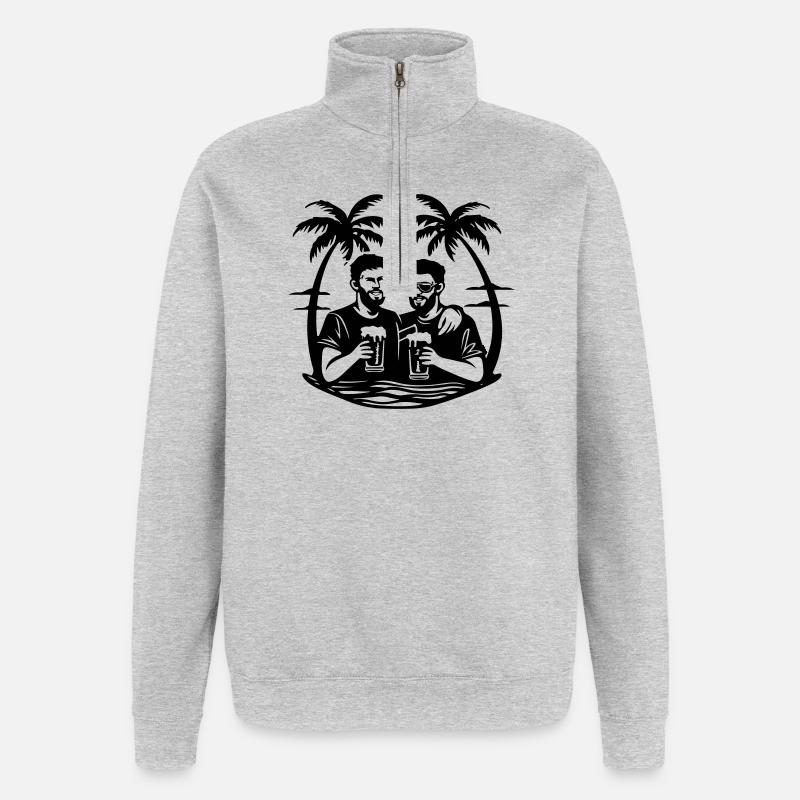 Palm Trees Beach Party - Quarter-Zip Sweatshirt - heather grey