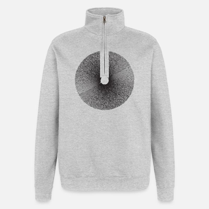 Radial Sunburst Ring Pattern - Quarter-Zip Sweatshirt - heather grey