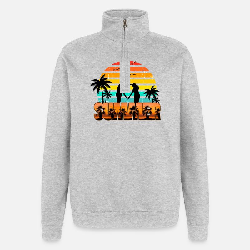 Romantic summer sunset - Quarter-Zip Sweatshirt - heather grey