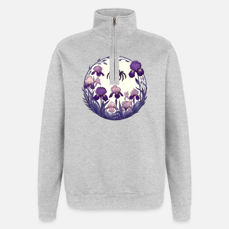 Iris Garden Spider Circle - Quarter-Zip Sweatshirt - heather grey