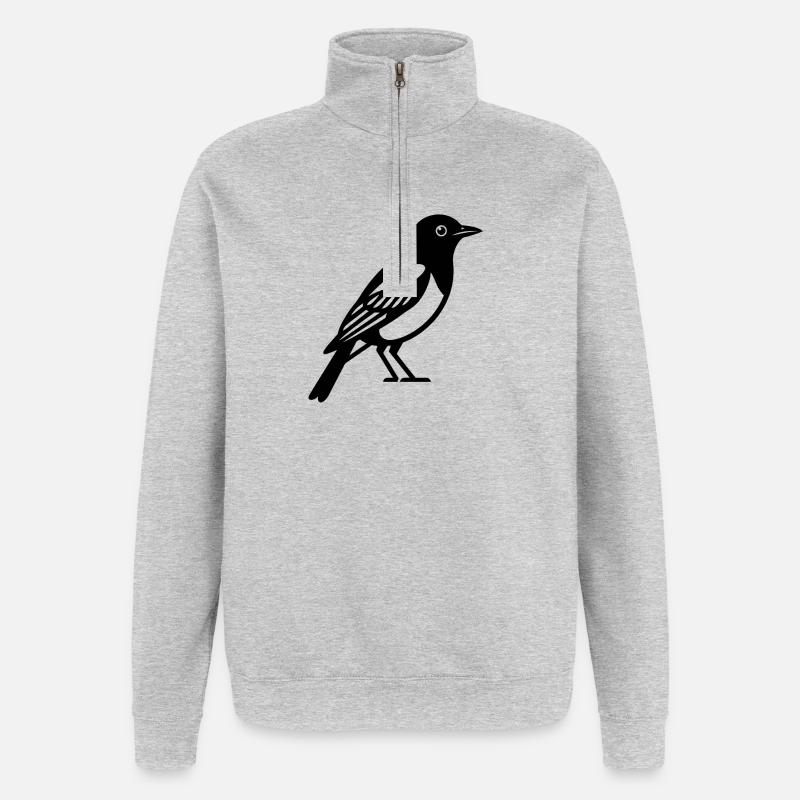Oiseau - Sweat à zip 1/4 - gris chiné